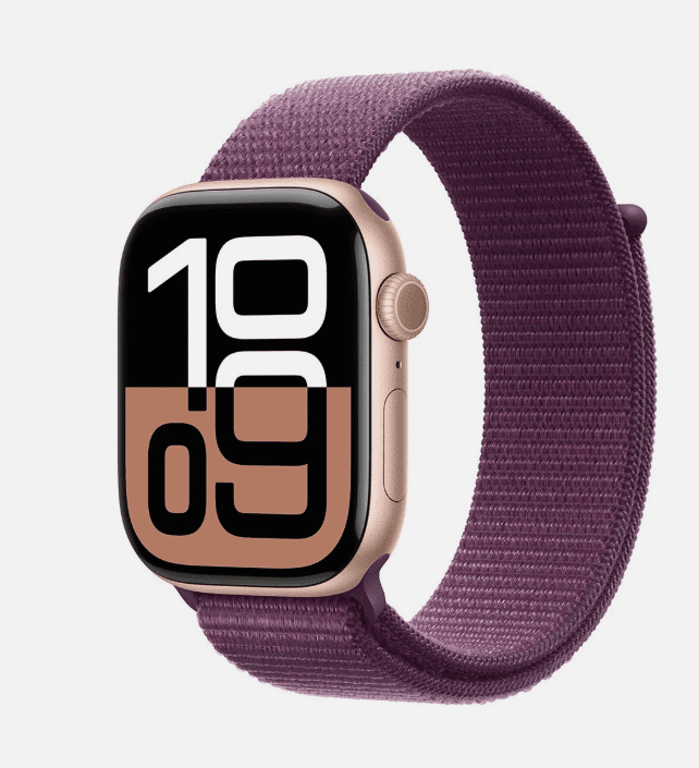 Apple Watch Series 10 GPS – 42mm Rose Gold Aluminium c/ Plum Sport Band