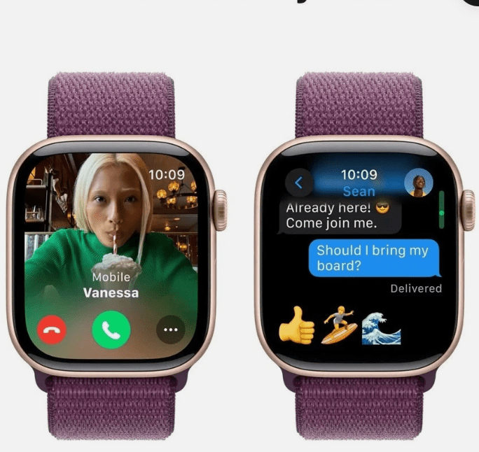 Apple Watch Series 10 GPS – 42mm Rose Gold Aluminium c/ Plum Sport Band - Image 2