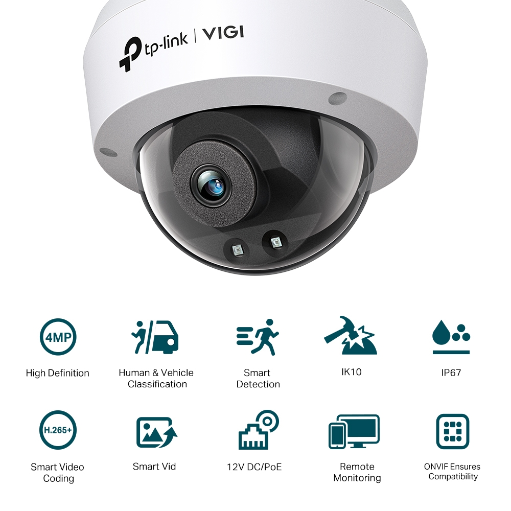 CAM TP-LINK VIGI 4MP DOME NETWORK 2.8MM
