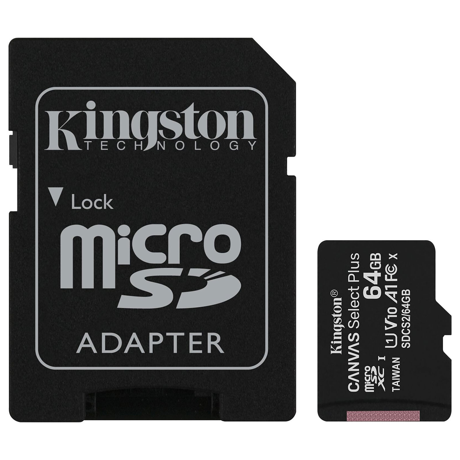 Cartão microSD Kingston Canvas Select Plus 64 GB com adaptador SD